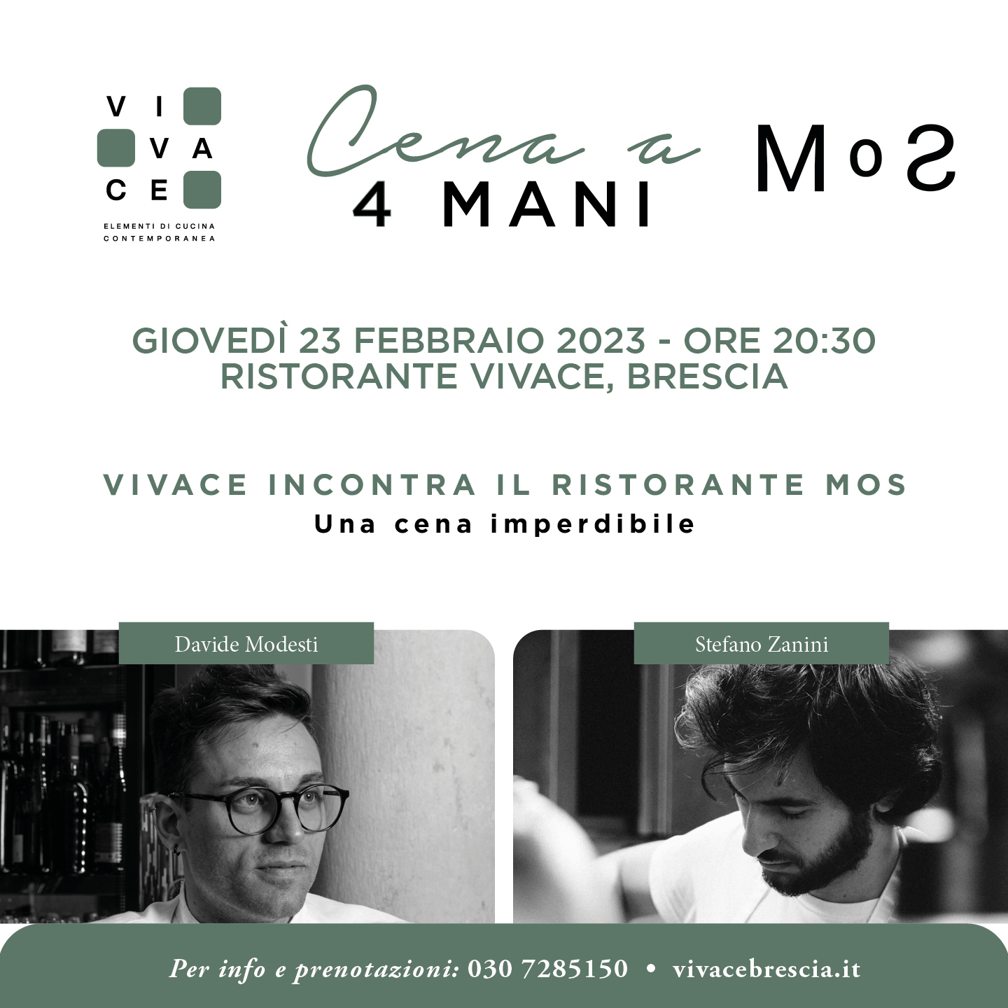 23 febbraio: cena a 4 mani con il ristorante MoS - Vivace